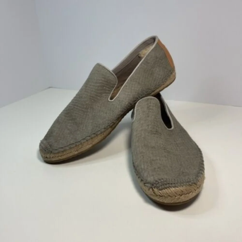 UGG Gray Leather‎ Espadrille Flats Womens Size 7 Calf Hair Beige Slip-On 1007150